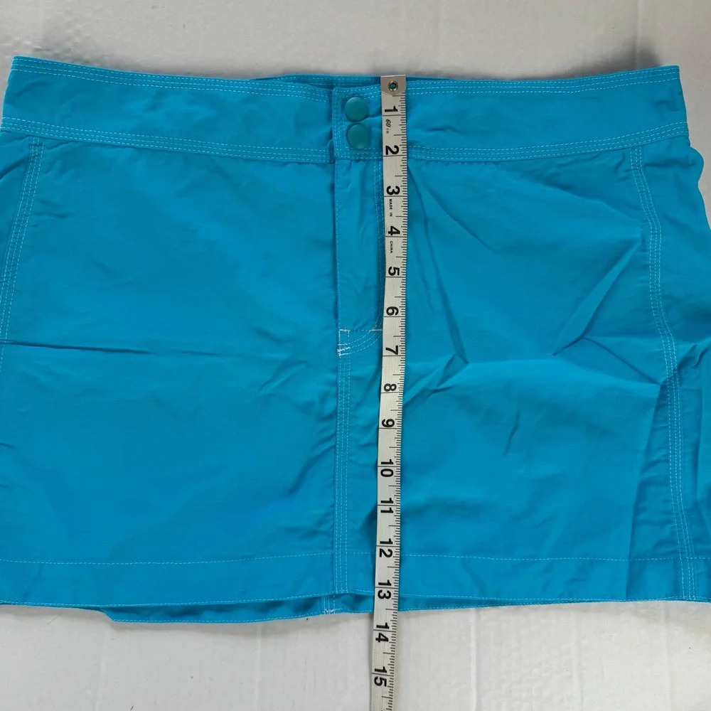 LLBean Aqua Blue Supplex Nylon Button Closure‎ Short Mini Skirt Swim Coverup 12